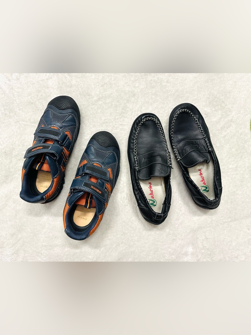 Boys Geox RespiraSneakers US3(21.7cm)&Naturino Leather DressShoes US4.5(22.6 cm)